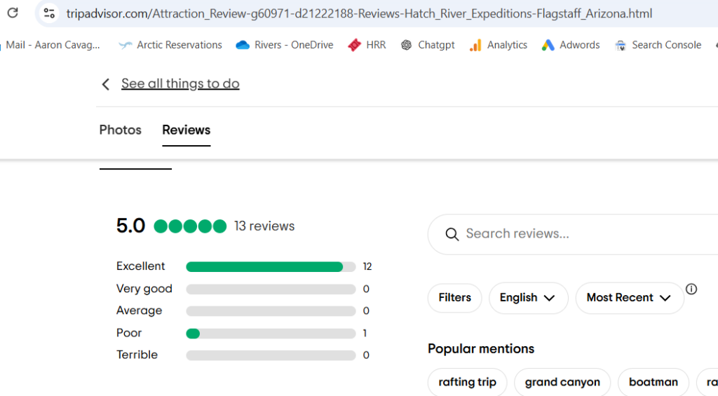 Trip Advisor Grand Canyon Company Reviews were numbers don't make sense