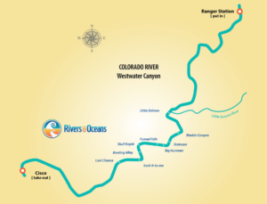 Map of rapids in Westwater Canyon on the Colorado River