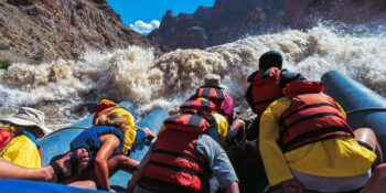 motorized raft running Cataract Canyon on the Colorado River