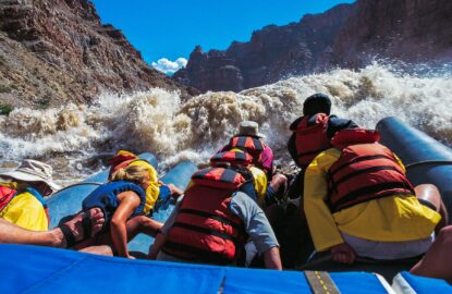 motorized raft running Cataract Canyon on the Colorado River